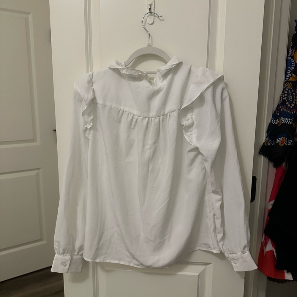 Ellison White Ruffled Buttoned Blouse - Picture 3 of 3